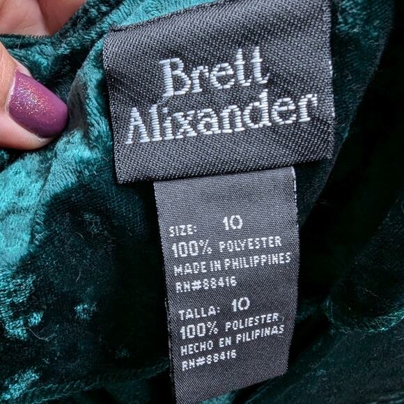 Vtg 1990s Brett Alixander Forest Green Crushed Velvet Corset Back Maxi Dress 10 - Picture 7 of 7